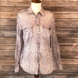 Michael Kors purple print button down shirt size m